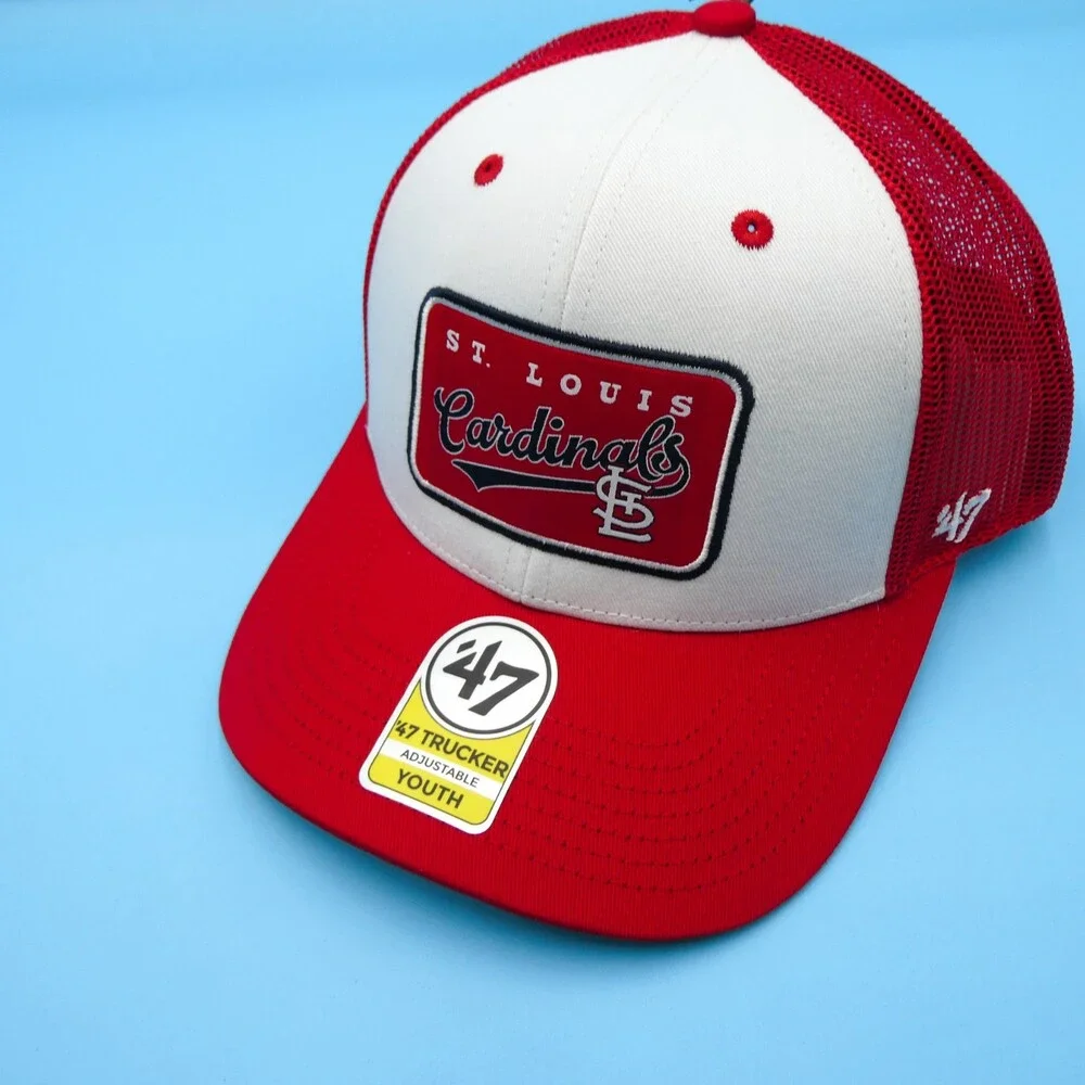 '47 Brand St Louis Cardinals Youth‎ Hat Boys White Red Snapback Trucker Mesh New